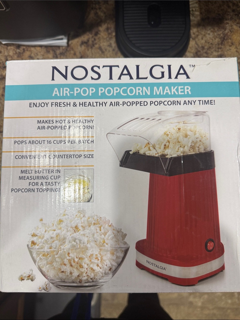 Nostalgia Red Air-Pop Popcorn Maker with Clear Top